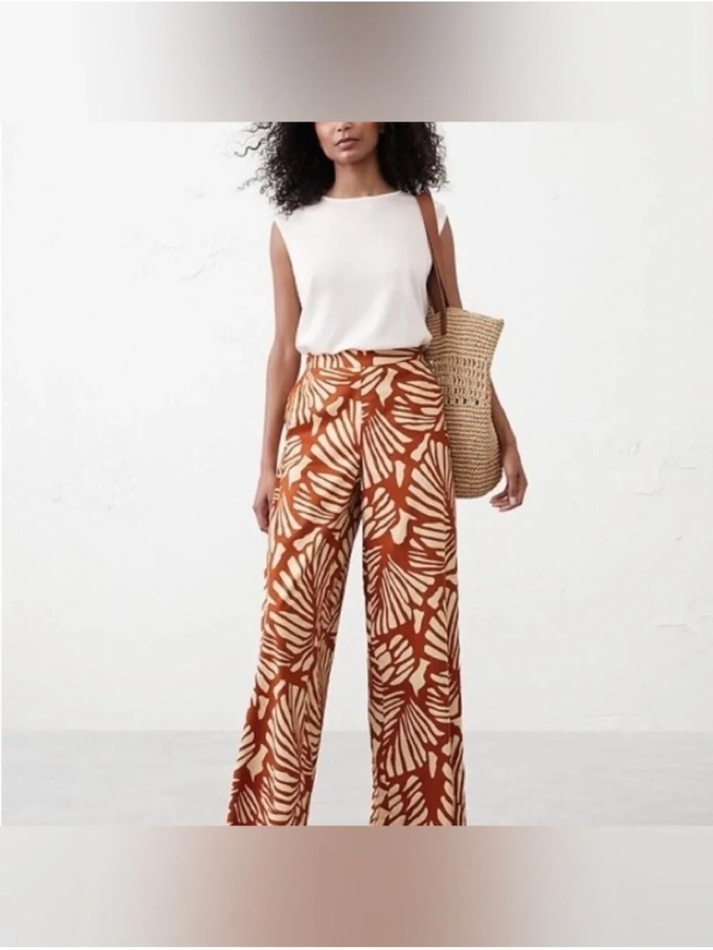 Banana Republic HAYDEN WIDE-LEG LINEN-BLEND PULL-ON PANT Size Small